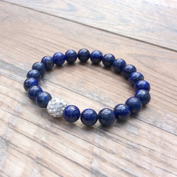 Lapis bracelet, throat chakra, crystal healing bracelet, September birthstone - Picture 3 of 9